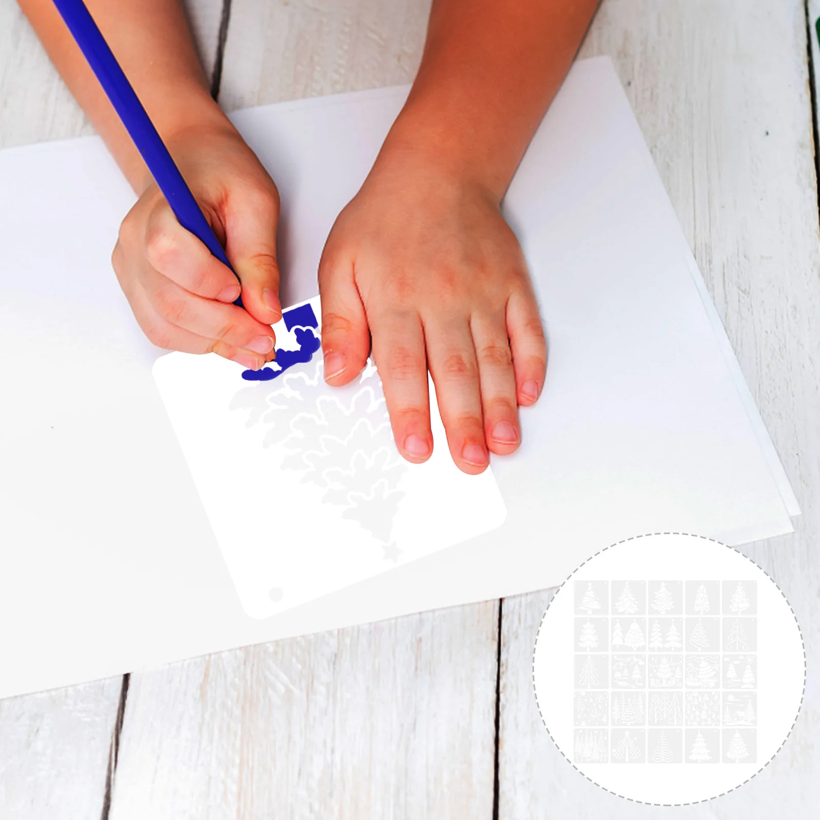 25 قطعة من استنسل رسم شجرة الكريسماس، قوالب حرفية إبداعية للحيوانات الأليفة، بطاقات رسم يدوية، مستلزمات ديكور عيد الميلاد #1