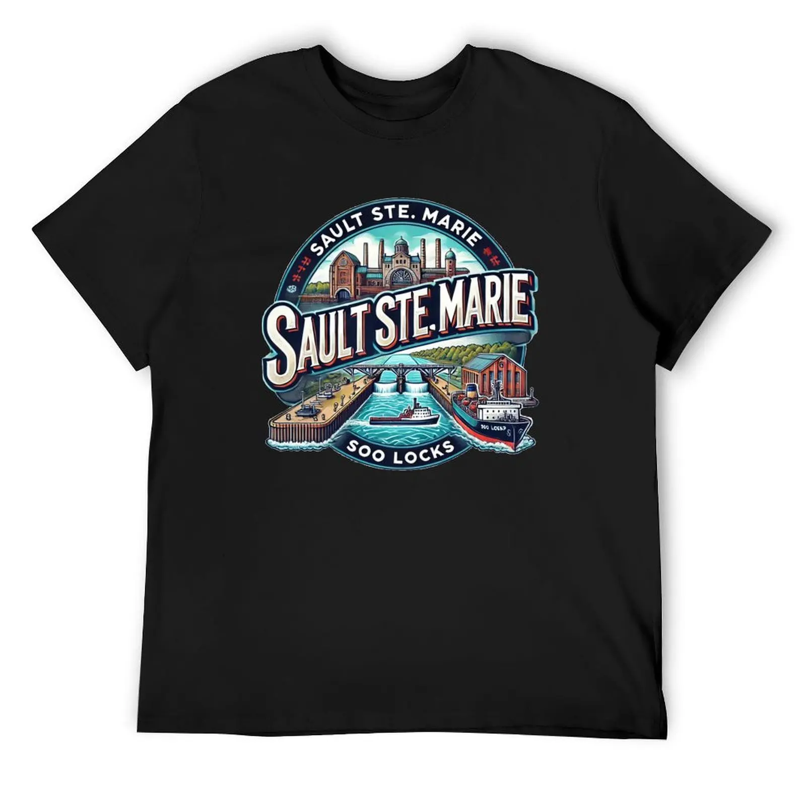 Sault Ste. Футболка Marie Michigan Upper Peninsula Soo Locks, футболка с аниме, кавайная одежда, простые черные футболки для мужчин