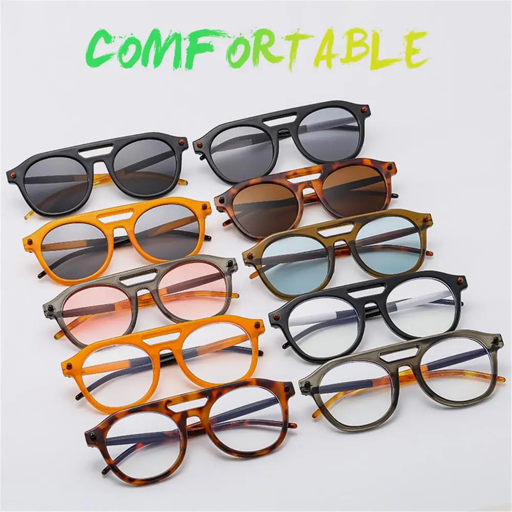 Vintage Double Bridge Pilot Round Sunglasses Luxury Fashion Orange Shades Punk UV Protection Eyewear for Women & Men