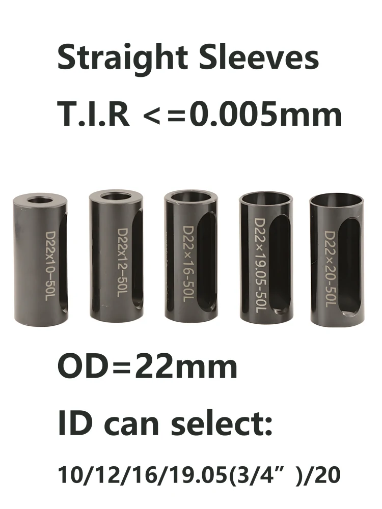 

CNC Lathe Reducing Sleeve OD=22mm ID=10 12 16 19.05 3/4" 22mm Precision 0.005mm Tool Holder Bushing Adapter Swiss-Type Machine