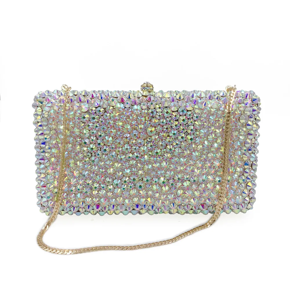 

20x11CM BL127 Hand-inlaid Full Diamond Bag Crystal Stone Dinner Bag Women Flap Hard Box Clutch Bag Chain Bag A7761