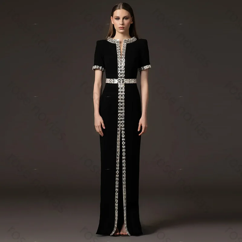 

Элегантное вечернее платье высокого качества, новое прочное платье с шипами из бисера и бриллиантами, с короткими рукавами, Traf Ropa Mujer, женская одежда, Vestidos