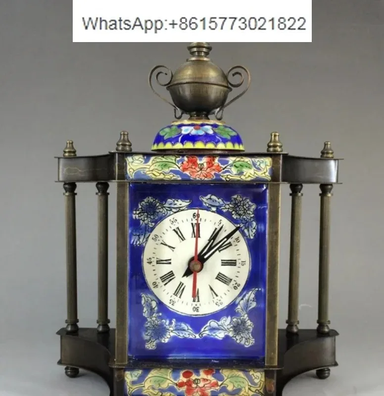 Antique clocks and watches collection antique mechanical watches pure copper European and American blue pattern seat clock home