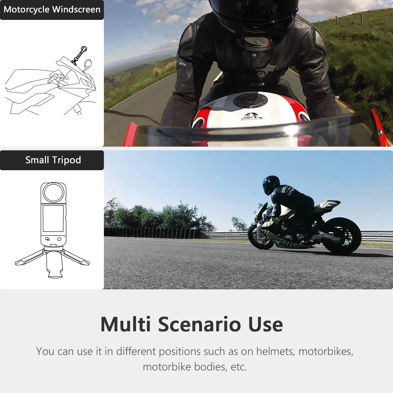 Vamson รถจักรยานยนต์อุปกรณ์เสริม Mount Kit สำหรับ Insta360 X3 One X2฿สำหรับ GoPro Hero 11 10 9รวมถึงอะลูมินัมอัลลอย Extension แขน