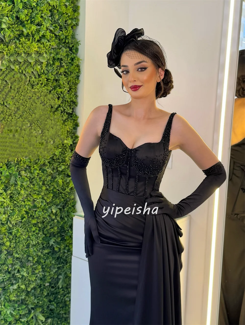 Customized Modern Style Classic Beading Ruched Mermaid Spaghetti strap Long Dresses Bespoke Occasion Dresses Sizes Available