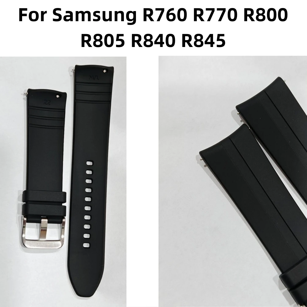 Black Watchband for Samsung R760 R770 R800 R805 R840 R845 Universal Replacement Accessory 22MM Fluororubber Watch Strap