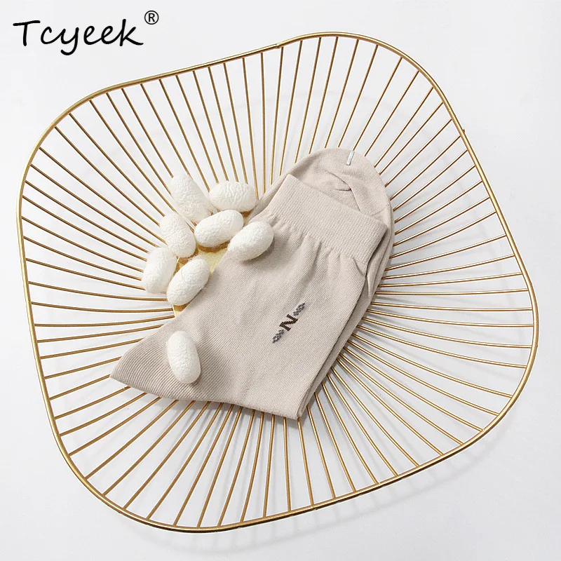 

Tcyeek, 2 шт., 80% шелк, 17%, спандекс, мужские носки с защитой от запаха, тонкие дышащие удобные повседневные носки, весна-лето, новинка P3N853QC