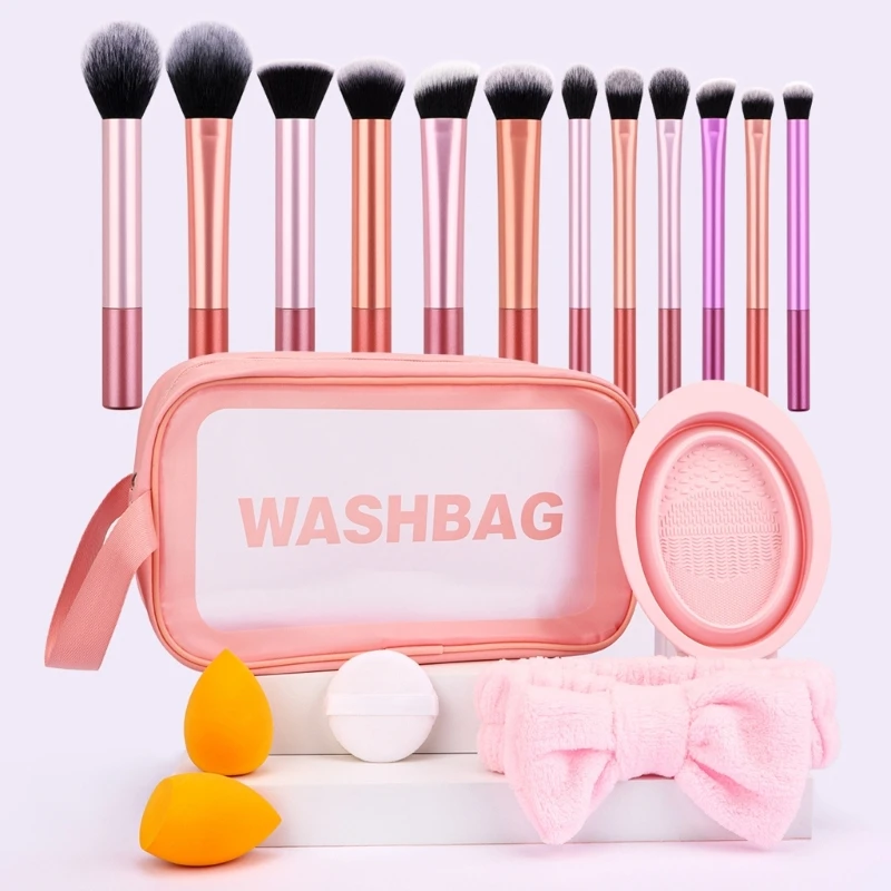 20x Makeup Brushes Set with Silicone Bowls Headband Cosmetic Brush Full Face Make Up Brush Eyeshadow Brush Powder Brush