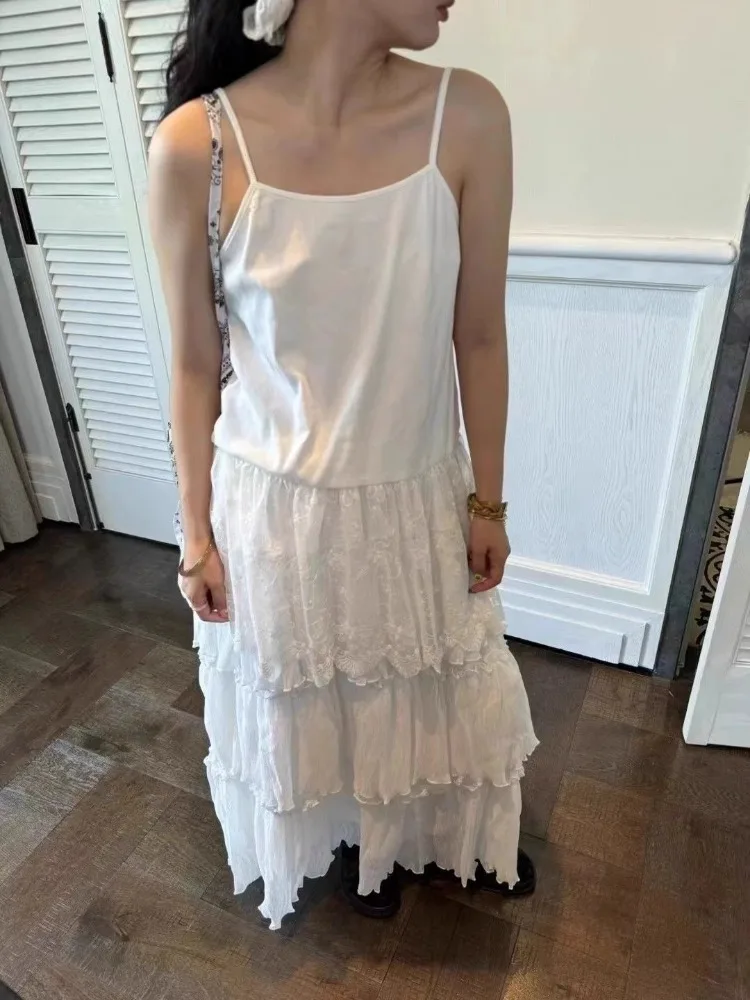 Moda coreana dulce encaje Patchwork Top 2025 novedad de verano camisola chaleco para Mujer Y2k Sexy Slim Fit negro Tops Mujer