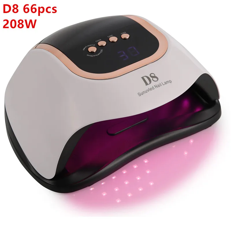 

D8 208W 66LEDS UV LED Nail Dryer For Drying Gel Polish Portable Design Nail Lamp With Motion Sensing Nail Art Manicure Tools