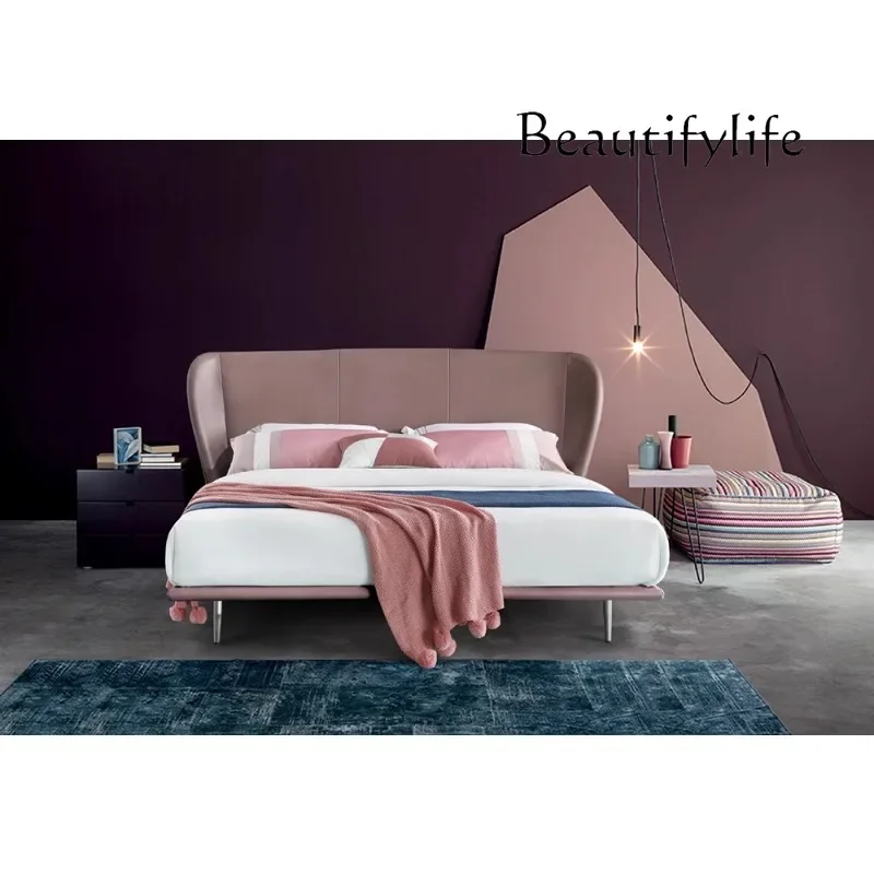 X French Light Luxury Retro Bedroom Double Bed High-end Atmosphere Master Bedroom Modern Minimalist Leather Bed