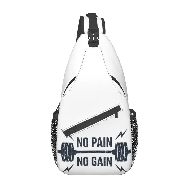 No Pain No Gain mochila cruzada para el pecho, bolso con cita motivacional para gimnasio, culturismo, entrenamiento, hombro, viaje, senderismo, día