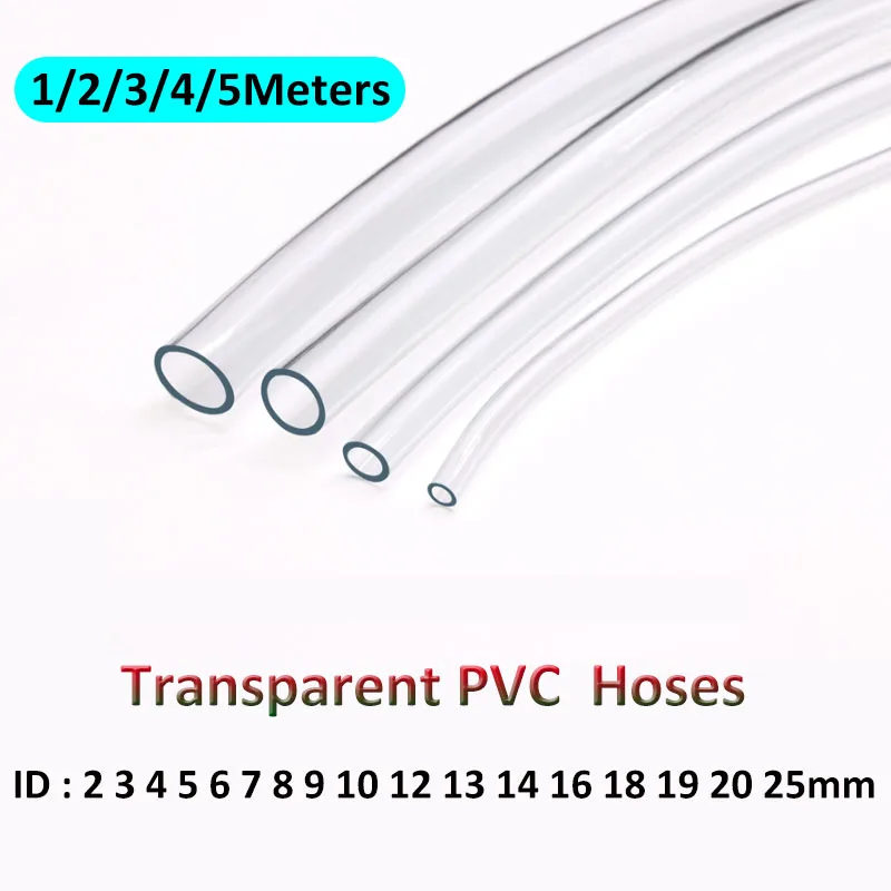 

1/2/3/4/5Meters High Quality Transparent PVC Hoses Plastic Water Pump Tube Dia 2 3 4 5 6 8 10 12 14 16 18 20 25mm