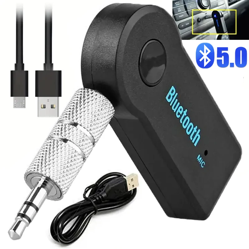 2 in 1 Wireless Bluetooth Receiver V5.0 Transmitter 3.5mm Jack Plug For Car Music Audio Aux Headphone Handsfree Phones speakers