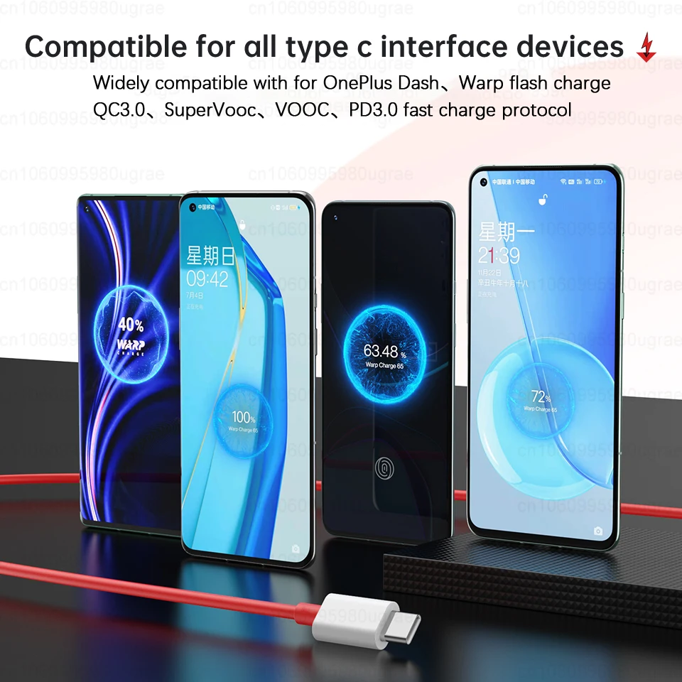 Für oneplus nord 4 ce3 12 12r 11r 10 9 ace 3 pro original 100w 80w super vooc warp ladung usb typ c kabel 8a schnell ladekabel – Detail 17