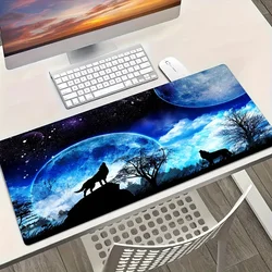 Night Painting beautiful Night Moon Animal Roaring Wolf mouse pad Large keyboard pad Office laptop gaming learning accessories