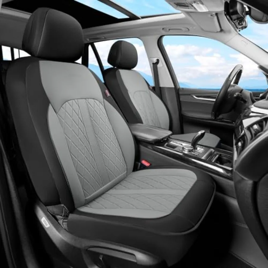 

Universal Leather Seat Covers Front Seats 2-Pack for SUV Pickup Truck Sedan Automotive Vehicle Interior Waterproof and Durable