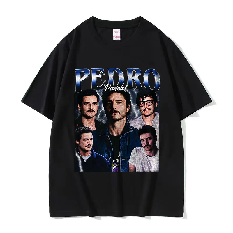 Classic Actor Pedro Pascal Graphic T Shirt Men's Vintage Gothic Short Sleeve T-shirts Casual Oversized Cotton T-shirt Streetwear
