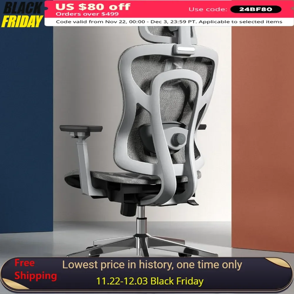 Mesh Office Chair, Ergonomic,with 3D Armrests,3D Lumbar Support and Adjustable Headrest with Tilt Function, High Back Desk Chair