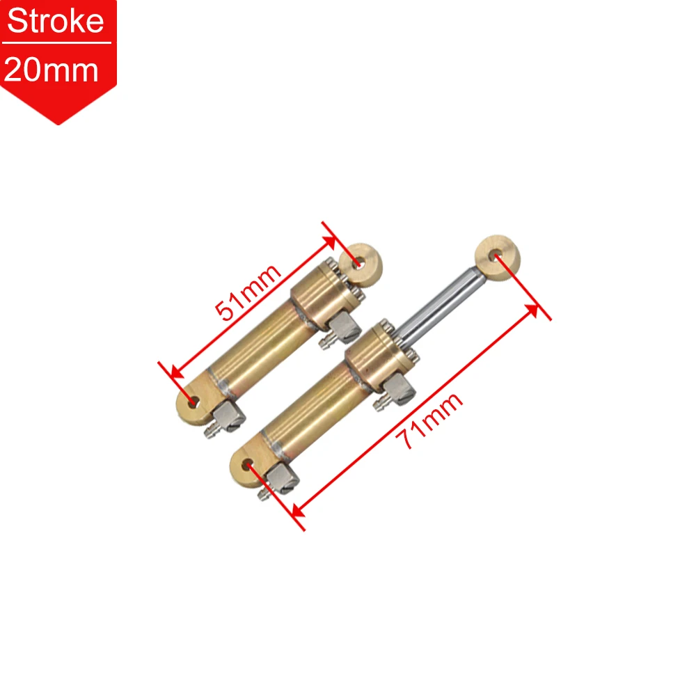 1PC OD 10mm Mini Hydraulische Olie Cilinder 14/20/30/45/60/80/100MM Slag Voor RC Mini Hydraulische Graafmachine Bulldozer Model Onderdelen