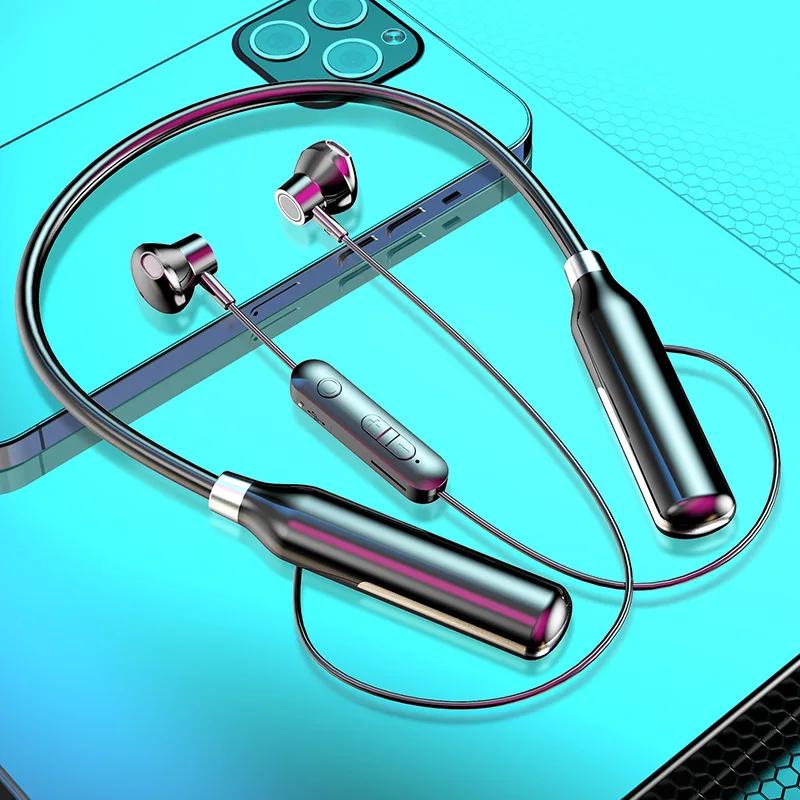 

New arrival neck-mounted bluetooth headset with large battery in-ear sports wireless halter bluetooth headset with digital displ