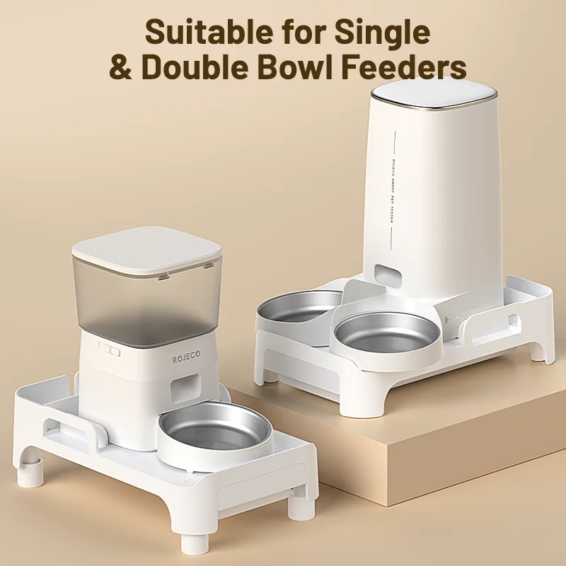 ROJECO وحدة تغذية متعددة الوظائف دعامة مرتفعة للحيوانات الأليفة وعاء واحد ومزدوج موزع طعام قابل للتعديل حجم الارتفاع لتغذية الكلاب والقطط #2