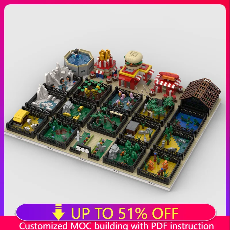 

6682 Parts Hot Seller Street View Series MOC Modular ZOO Building Blocks Model Educational Assembly Toys For Kids Festival Gifts