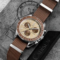 Nuevos relojes CADISEN para hombre, reloj de pulsera de cuarzo de lujo para hombre, zafiro AR recubierto de cristal, lona VK68, cronógrafo automático de velocidad