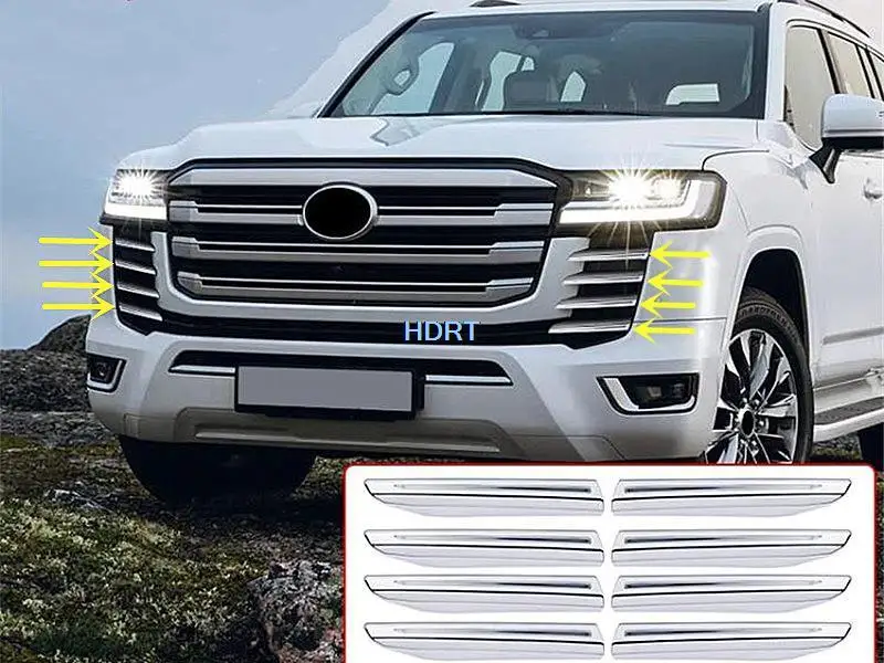 

Car Style Accessories Exterior Sticker Middle Mesh Trim Strip Cover Front Net Moulding For Toyota Land Cruiser 300 LC300 2023 +