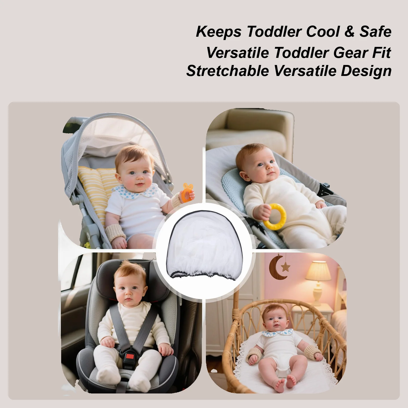 

Fly Net For Baby Toddler Fly Protection Net Stroller Cover Elastic Wide Fit Fine Mesh Breathable Barrier For Picnic Bassinets