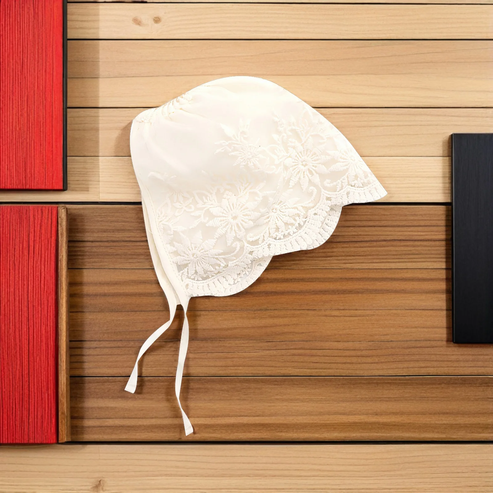 

2pcs Baby Bonnets Lace Christening Hats For Newborn Girls 0-6 Months Soft Breathable Bonnet For Baptism Wedding Photo Shoot