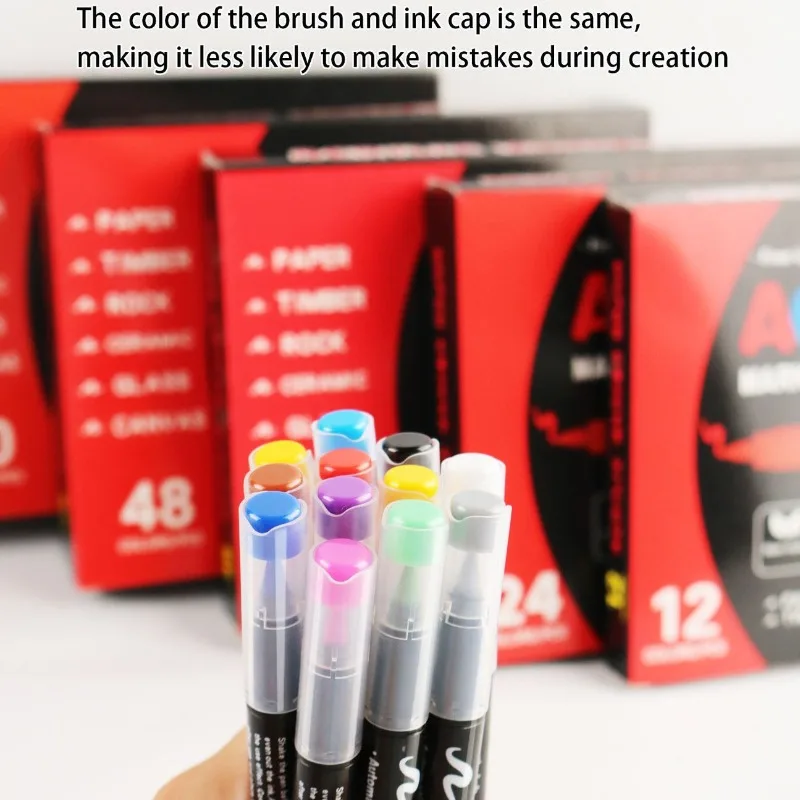 12/24/36/48/60/72 Color Straight Liquid Marker Set Soft Head Color Opaque Special for Art Students for DIY Painting
