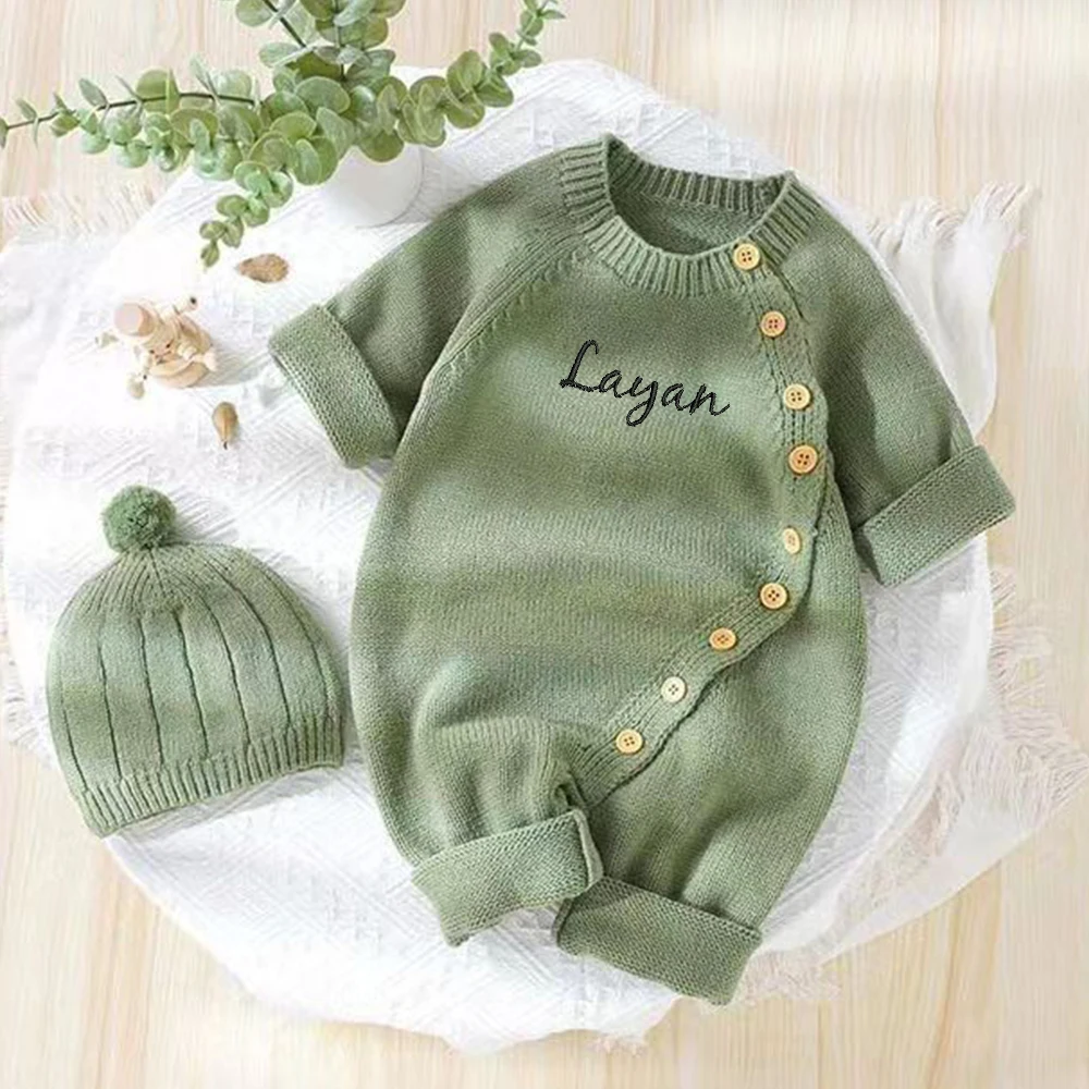 Embroidery Baby Romper Set Personalized Name Coming Home Outfit Newborn Infant Bodysuit Babyshower Gifts Custom Baby Jumpsuit