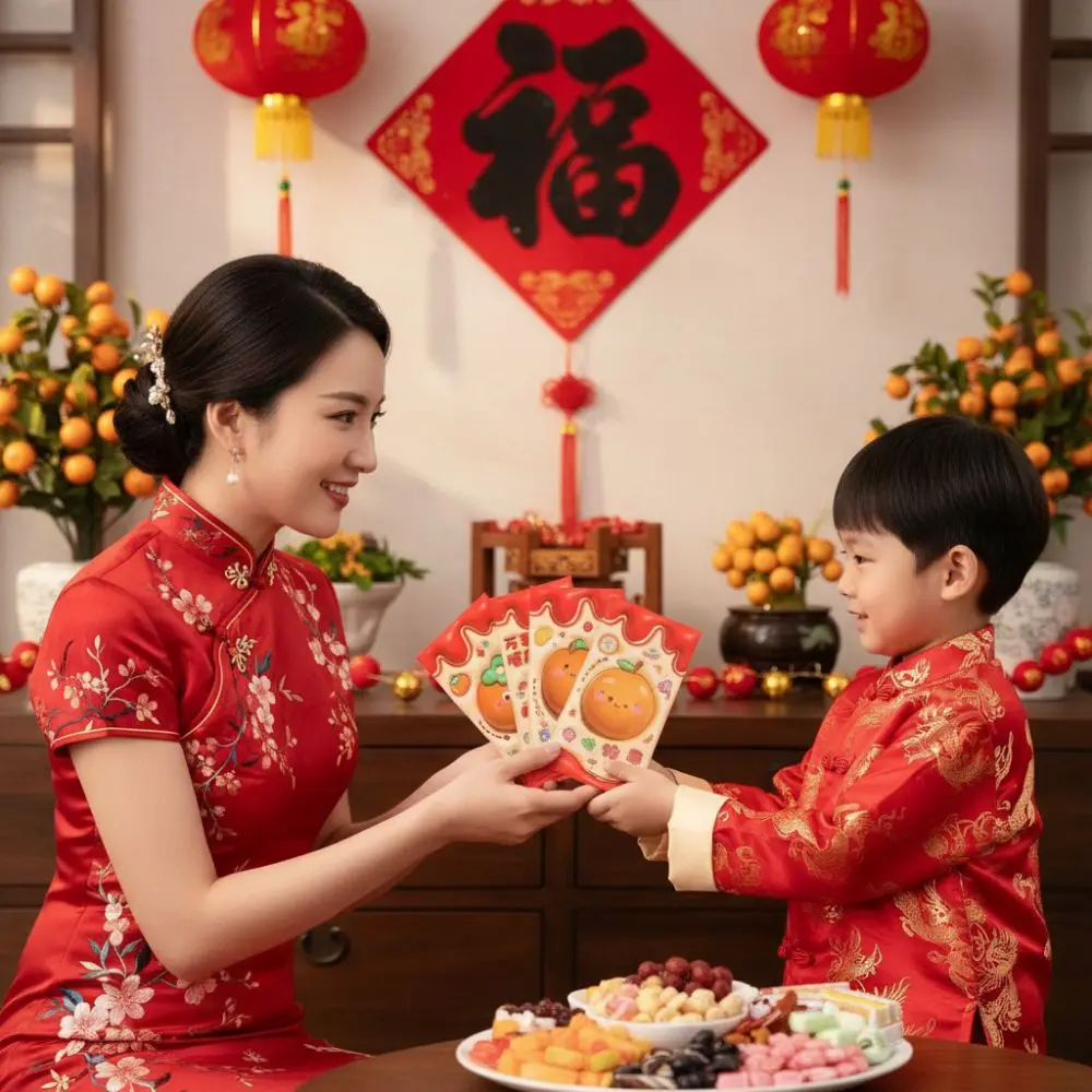 6Pcs Good Lucky 3D Chinese Red Envelopes Blessing Pattern Traditional New Year Red Packets Lucky Money Bag Chinese New Year