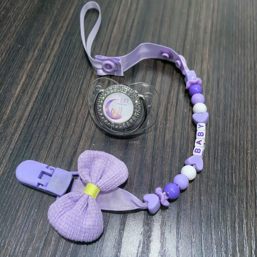 Baby Girl Boy Pacifier Chain Personalised Name Beaded Soother Clip Newborn Infant Feeding Mum to Be Gift 0-18M Unisex