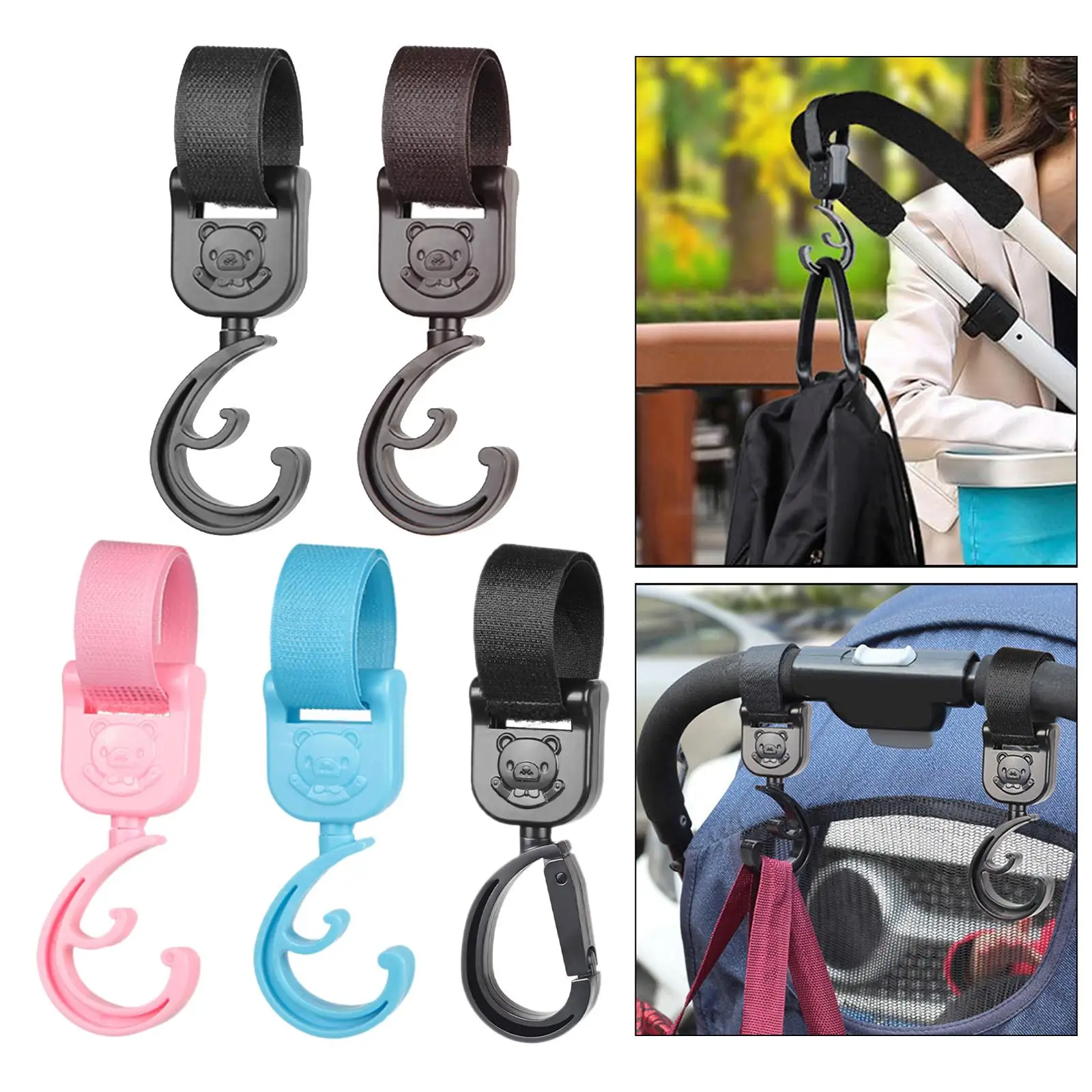 Durable PVC Stroller Hooks Adjustable Strap Multipurpose Bags Holder Hanger for Baby Pushchair Organizer Accessory view 5