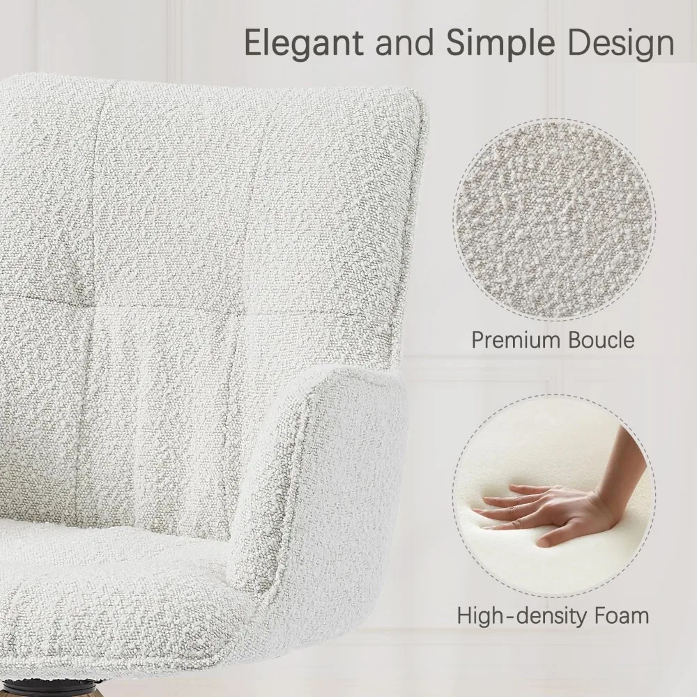 كرسي مكتب دوار Zouron بدون عجلات، كرسي مكتب منجد بأرجل من خشب البلوط، كرسي بذراعين حديث للمساحة الصغيرة، غرفة النوم #3