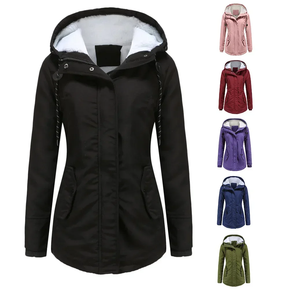 Womens Parker Coat Autumn/winter Cotton-padded Jacket for Women Thickened Jacket Womens Casual Hooded Coat