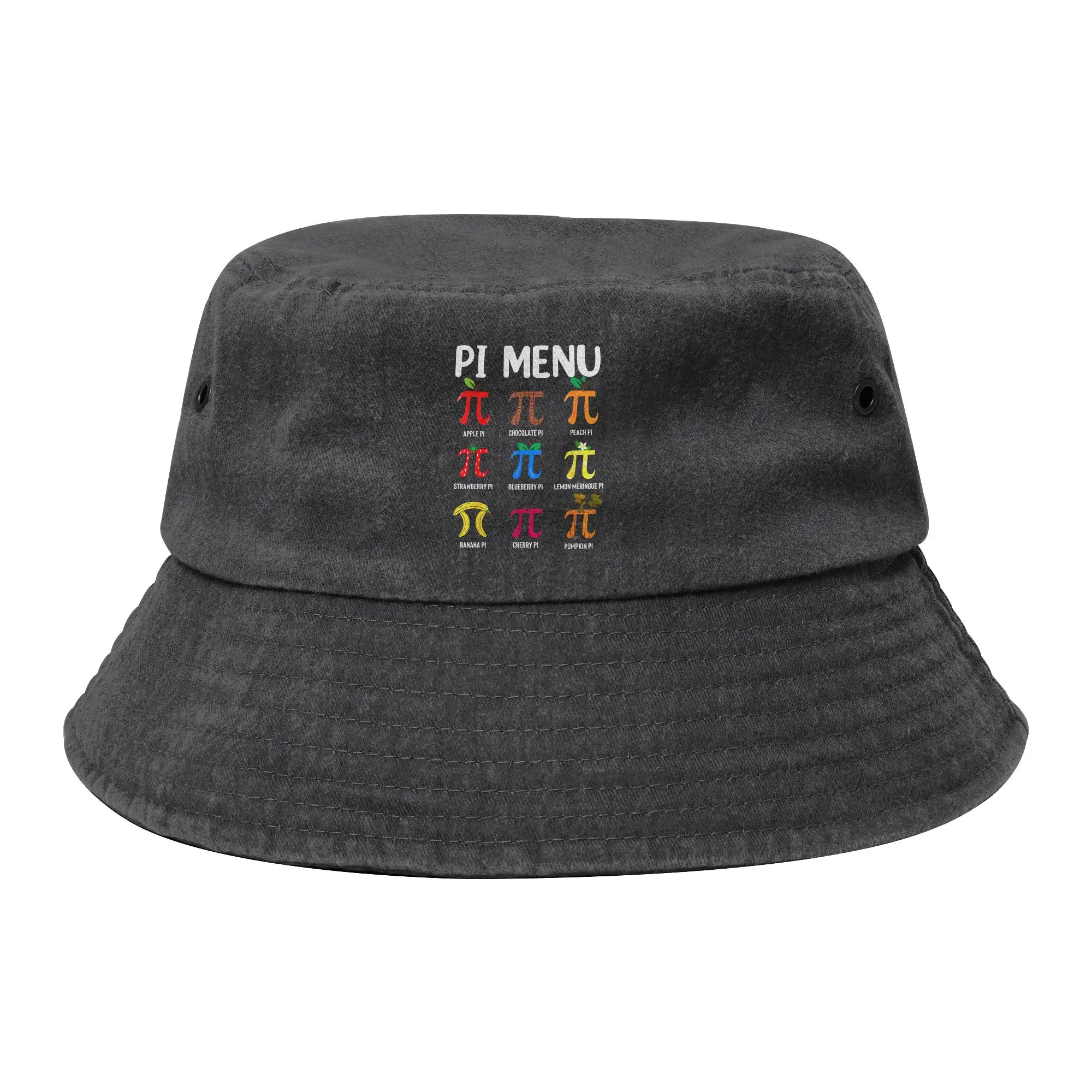 Women Men Distressed Cotton Bucket Hats Pi Menu 3.14 Math Geek Spring Headwear Outdoor Fishing Cap Boonie Hat Birthday Gift Idea