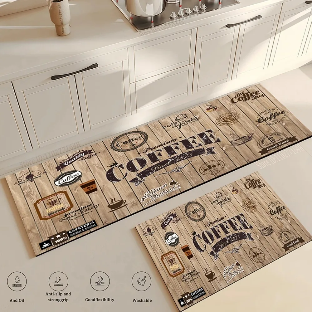 Coffee Kitchen Floor Mat Home Hallway Doormat Living Room Bedroom Balcony Decoration Carpet Entrance Door Foot Rug Bedroom Rug