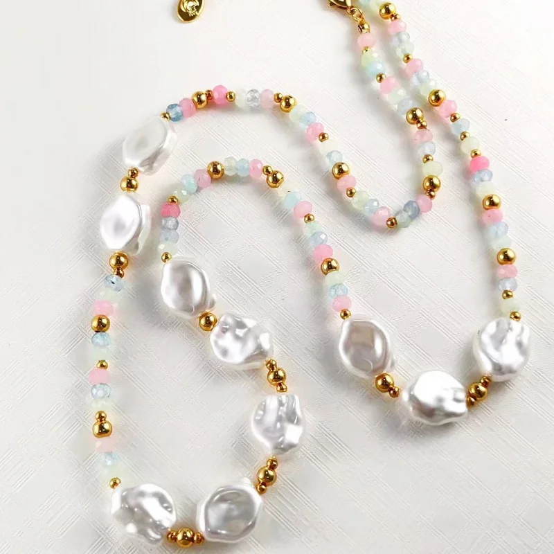 

European and American Cross-Border Acrylic Color Bracelet Plated18KGold Handmade Beaded Dopamine Personalized Necklace for Women