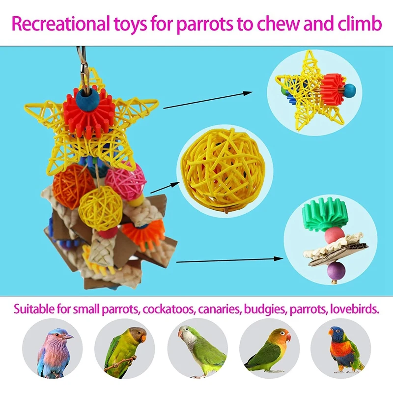 Bird Parrot Toys,Parrot Chewing And Climbing Toys, For Small Parrots, Budgies, Macaws,Bird Cage Accessories Decoration