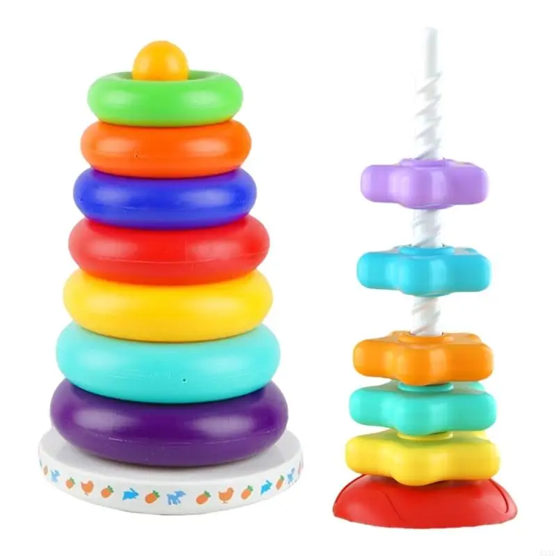 ของเล่นสแต็คสีสดใสของ A5YC สำหรับเด็กวัยหัดเดินเสริมทักษะยนต์ดีทักษะการคิดเกมกระดานประสาทสัมผัสของเล่นเกี่ยวกับความรู้ความเข้าใจ