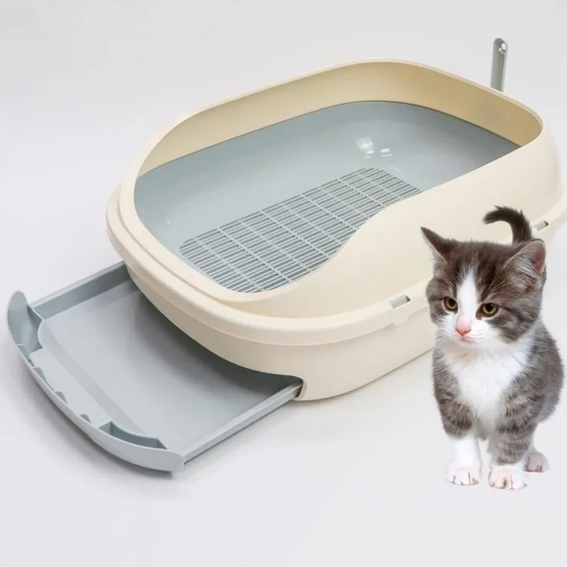 

Cat Litter Box with Drawer Full Enclosed Pet Toilet Box Cat Products New Arrival Design Plastic Large Space Cat Sand Pan Basin