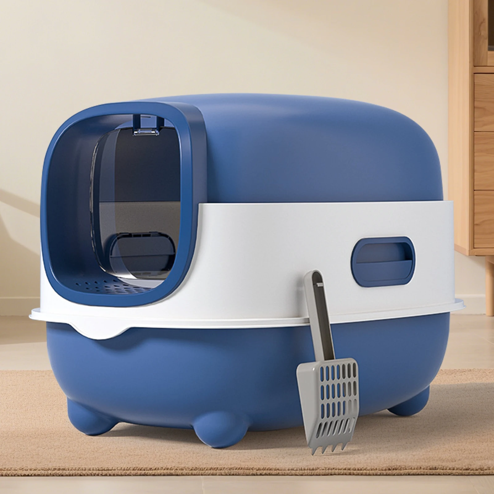 

E Classic Blue Cat litter Box - Simple and Practical, Large Space, High Cost Effective Choice