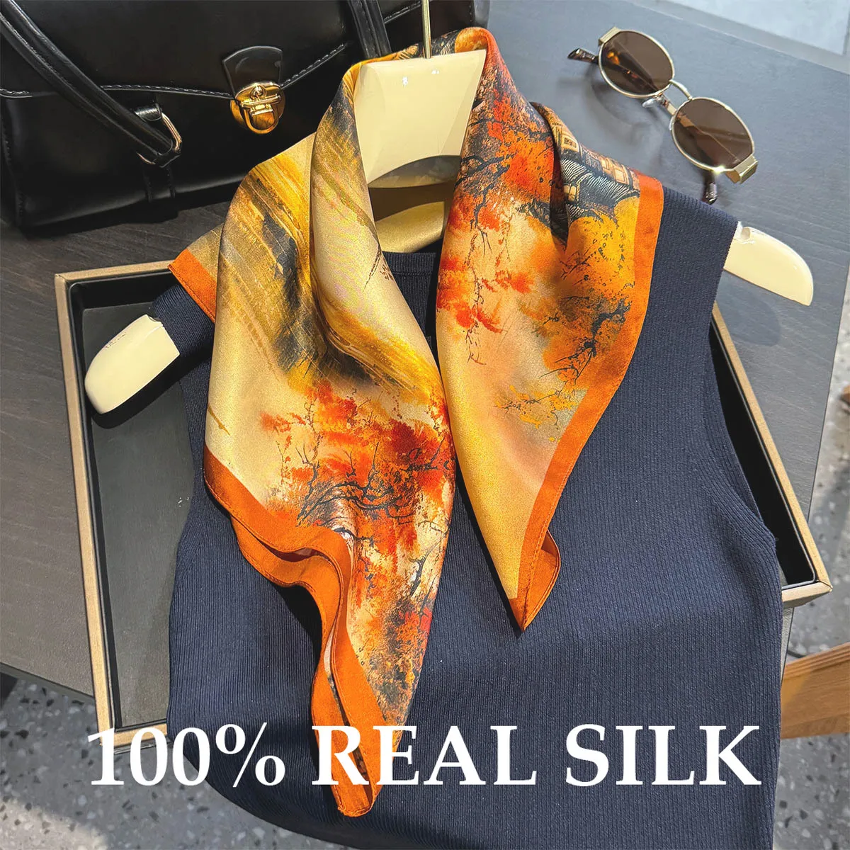 

Роскошный брендовый шарф, 100% шелковая бандана, женские квадратные шарфы, шелковица, повязка на голову высокого качества, хиджаб, шали, платок, головной платок