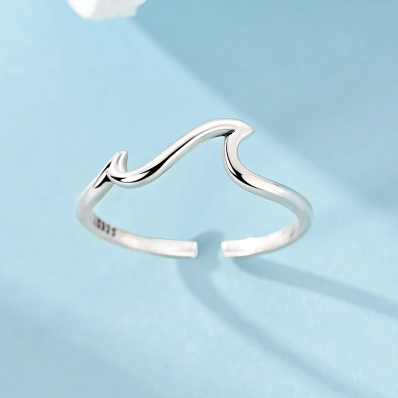 

Original 925 Sterling Silver Wave Open Rings For Women Girls Jewelry Birthday Anniversary Gifts
