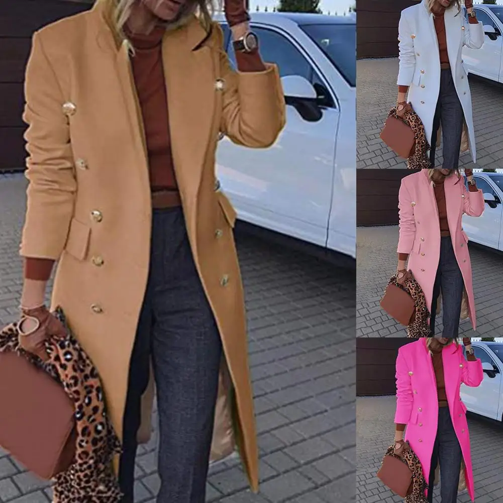 Elegant  Women Overcoat Women Accessory Solid Color Slim Fit Casual Overcoat Comfortable Wearing Fashion Overcoat for Work