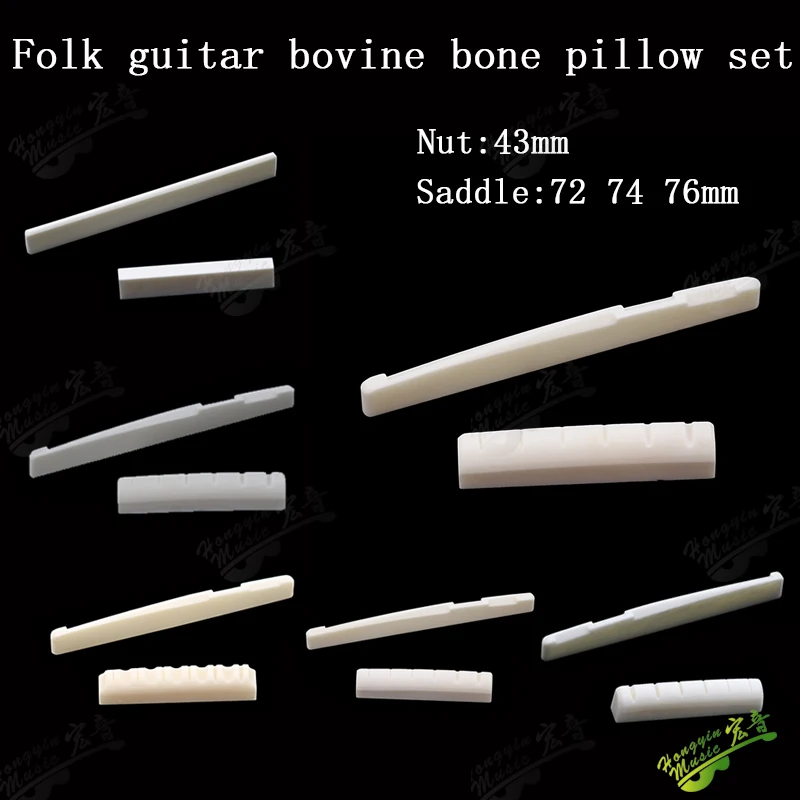 Bone Guitar Nut Saddle Set for Acoustic Folk Guitar, Real Ox Bone Upper Lower Bridge Pins, Guitar Replacement Parts Accessories