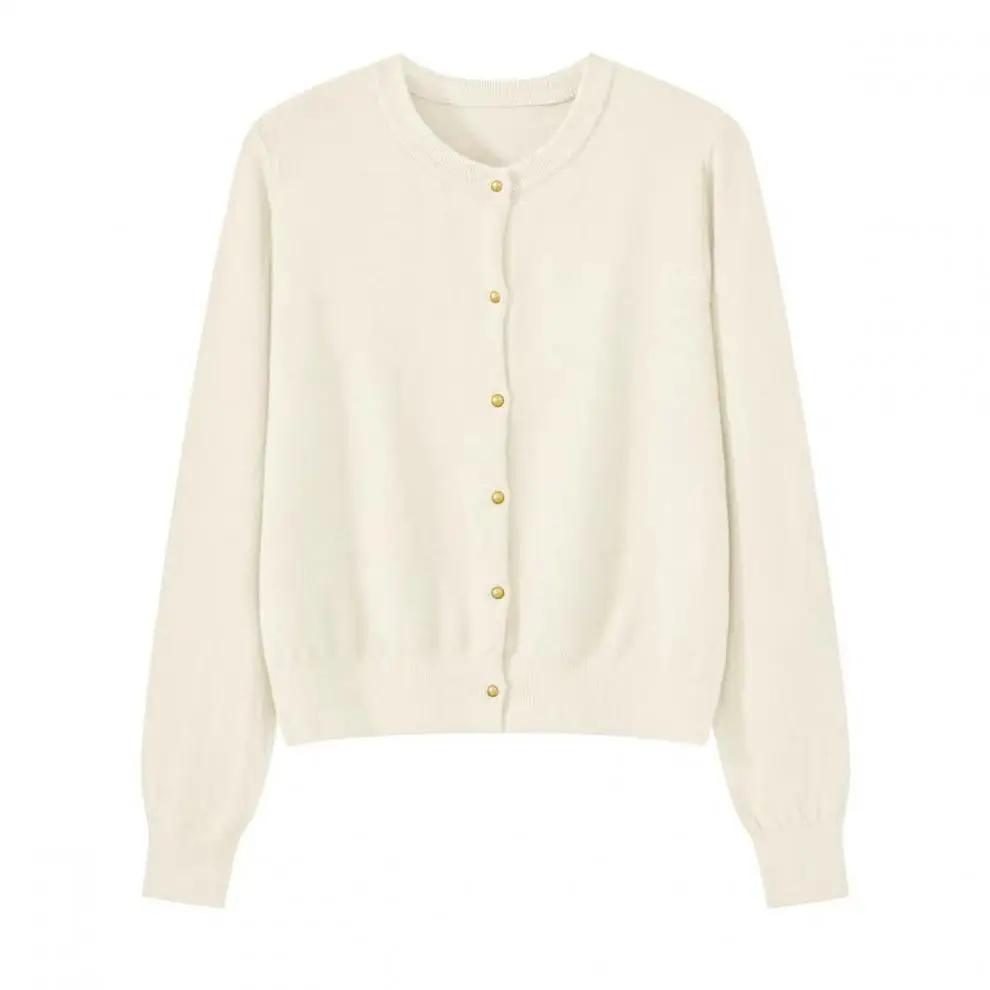 Fall Clothes 2024 Women Long Sleeve Top Knitted Soft Luxury Designer Korean Fashion Gold Button Up Cardigans For Woman Brown